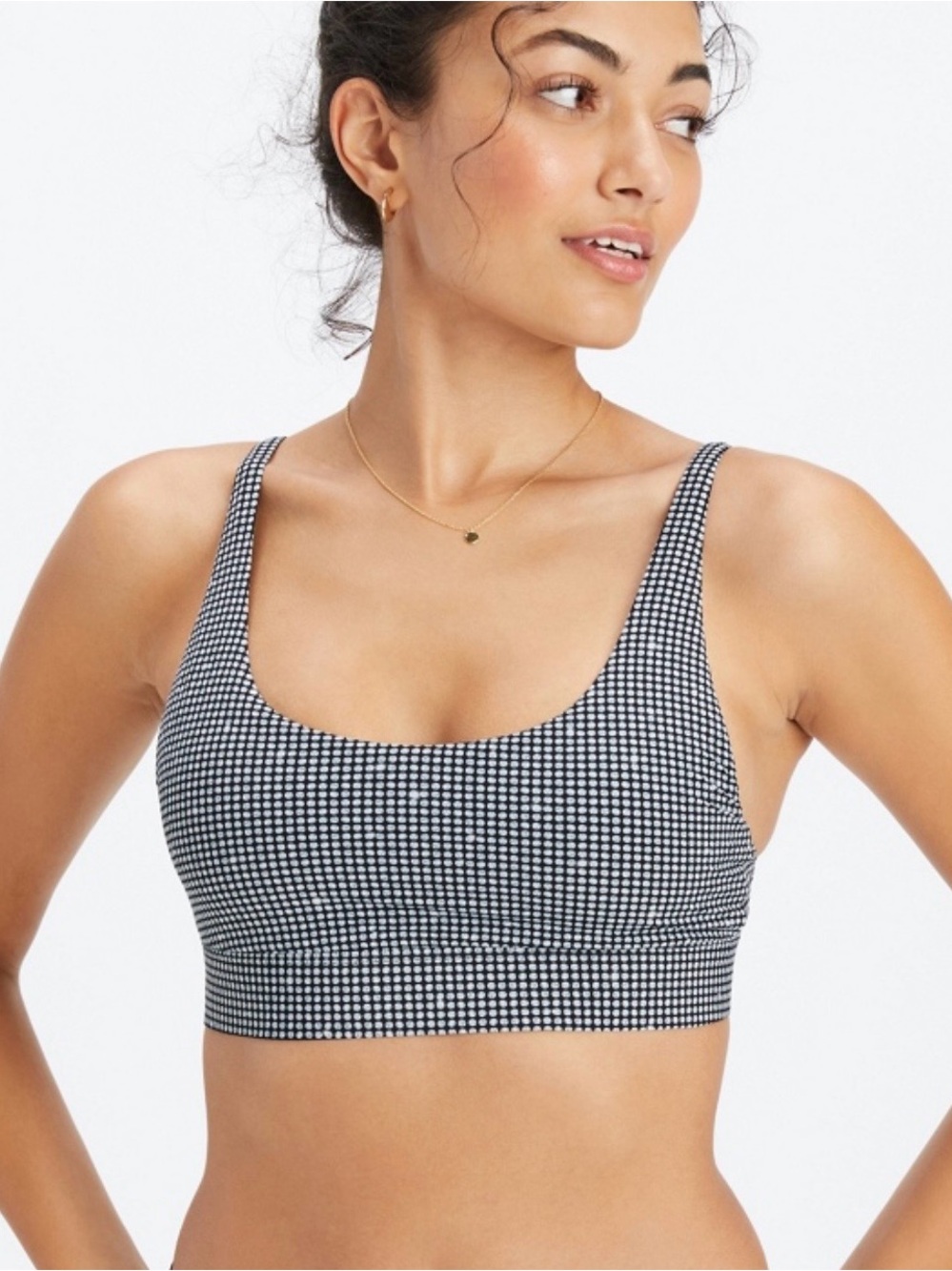 Fabletics Black & White Gingham Scoop Bralette
